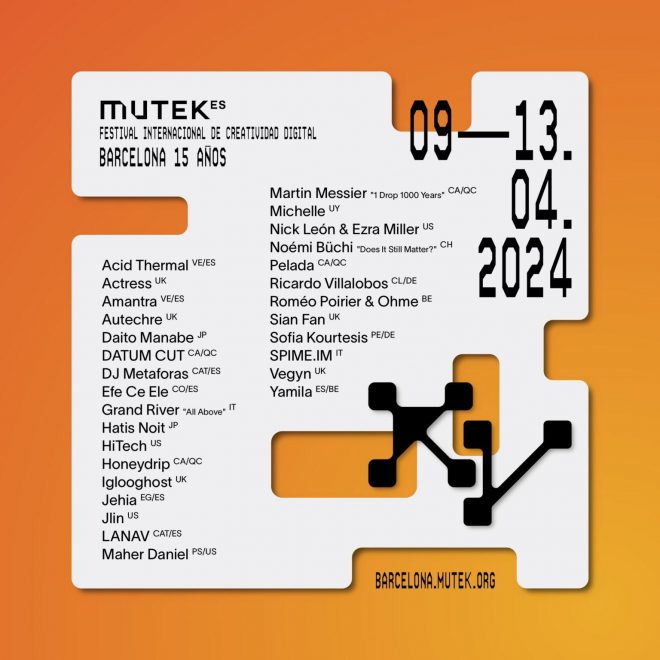 La decimoquinta edición del MUTEK tendrá lugar del 9 al 13 de abril en Barcelona